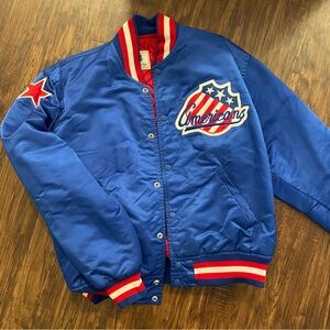 Vintage Starter Rochester Americans Satin Bomber Jacket Large